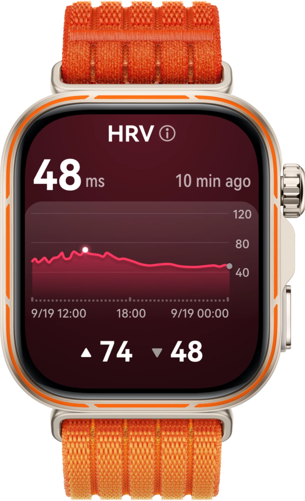 Huawei Watch Fit 5 Pro HRV tracking screen.