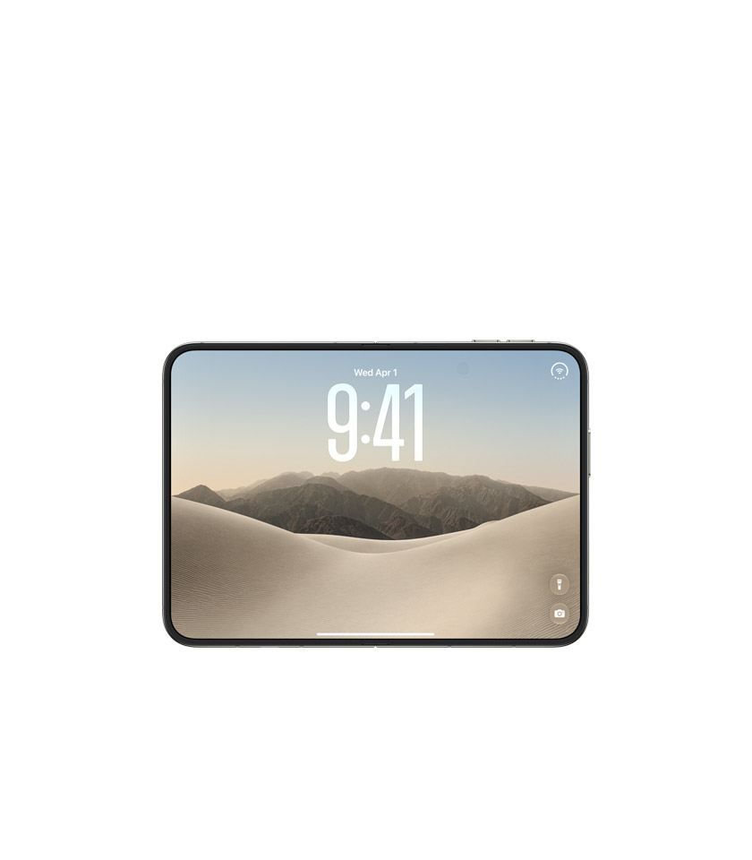 Apple iPhone Duo unfolded front display view.