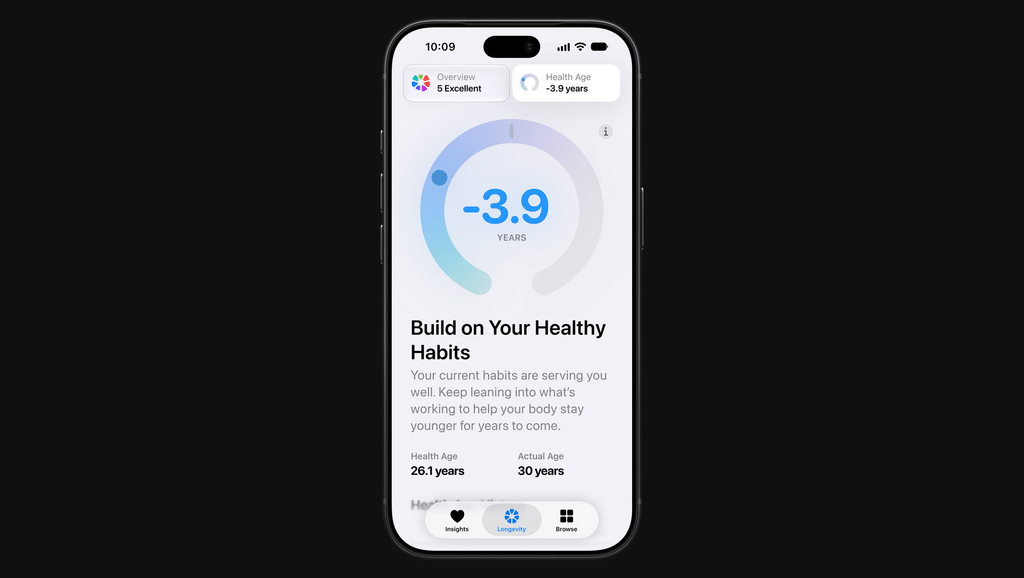 Apple Health new Health Age metrics.