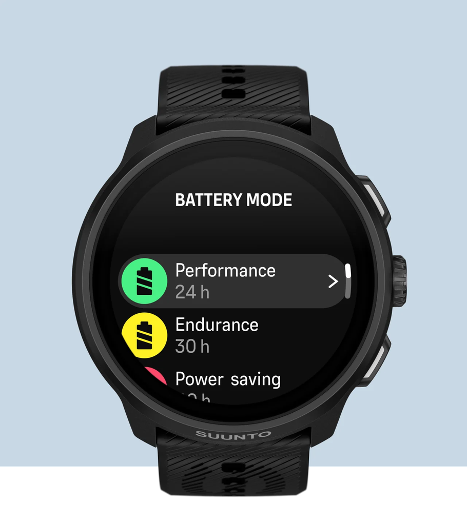 Suunto run 2 battery modes: Performance, endurance and power saving mode